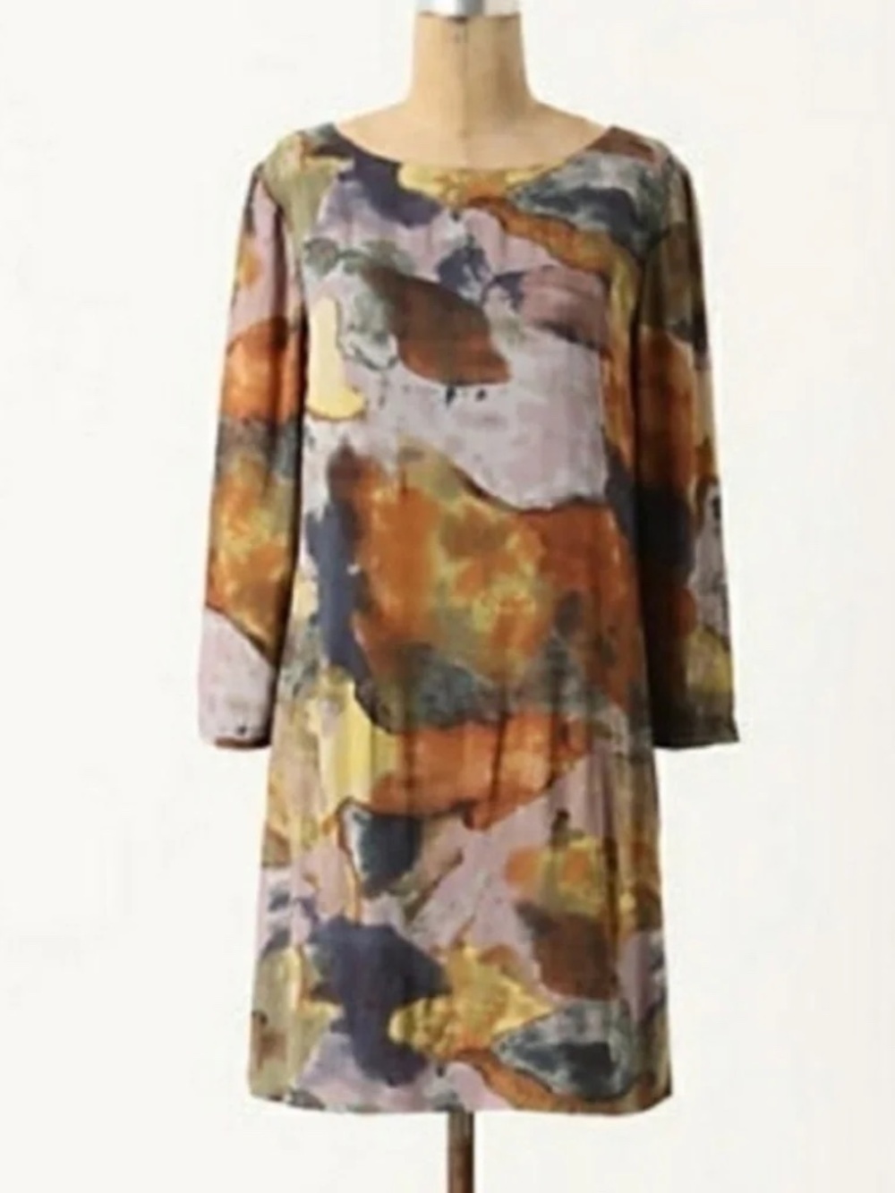 Anthropologie Maeve Eleanora Flight Shift Dress Watercolor Abstract Boho Size XS